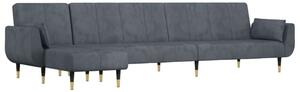 Sofa rozkÅadana l, ciemnoszara, 275x140x70 cm, aksamit