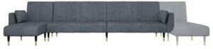 Sofa rozkÅadana l, ciemnoszara, 275x140x70 cm, aksamit
