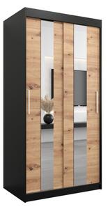 Szafa przesuwna garderoba Pole 100 wys. 200 cm czarny + artisan