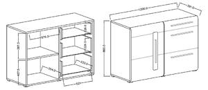 Jednodrzwiowa komoda Tulsa 45 z szufladami 120 cm - biały / biały połysk