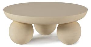 Beżowy okrągły stolik z litego drewna mango ø 90 cm Ailen – Marckeric