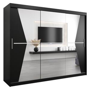 Szafa przesuwna garderoba Maroko 250 wys. 200 cm czarny + czarny