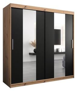 Szafa przesuwna garderoba Pole 200 wys. 200 cm artisan + czarny