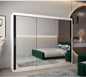 Szafa przesuwna garderoba Tokyo 3 250 wys. 200 cm biaÅy + czarny