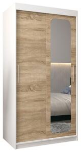 Szafa przesuwna garderoba Promo T2 100 wys. 200 cm biaÅy + sonoma