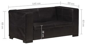 2-osobowa sofa z czarnej skóry naturalnej - Exea 2Q