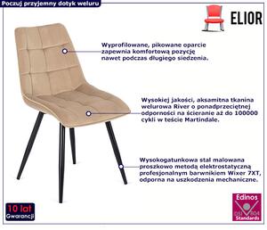 Beżowe nowoczesne krzesło welurowe - Vano