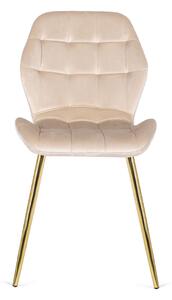 Beżowe krzesło welurowe tapicerowane glamour - Edro 4X