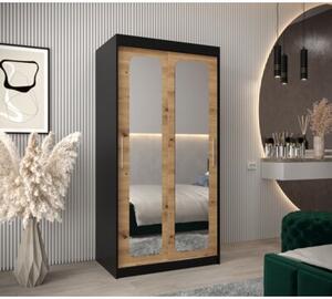 Szafa przesuwna garderoba Promo T3 100 wys. 200 cm czarny + artisan