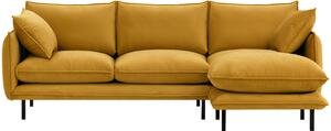 Duża sofa narożna prawa do salonu - złoty