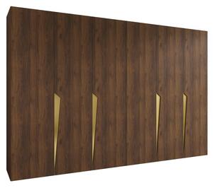 Szafa uchylna otwierana Piano 1 300 (2x150) wys. 202 cm orzech warmia + u. zÅoty