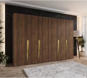 Szafa uchylna otwierana Piano 1 300 (2x150) wys. 202 cm orzech warmia + u. zÅoty