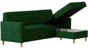 Rozkładana sofa narożna z funkcją spania - zielony