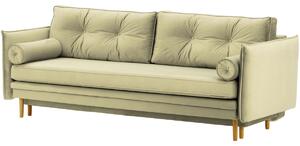 Sofa wersalka rozkładana z funkcją spania pojemnik na pościel - beżowa