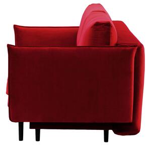 Stylowa sofa rozkładana z pojemnikiem na pościel - czerwony