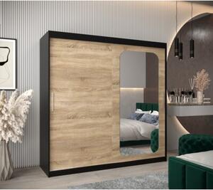Szafa przesuwna garderoba Promo T2 200 wys. 200 cm czarny + sonoma