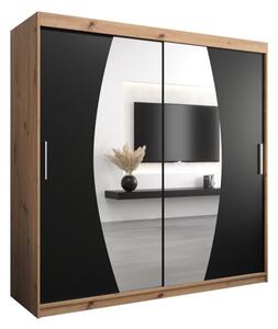 Szafa przesuwna garderoba Elypse 200 wys. 200 cm artisan + czarny