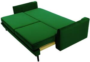 Sofa pikowana z pojemnikiem na pościel - zielona