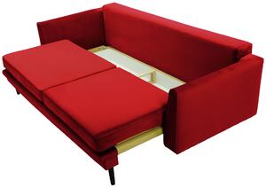Sofa z funkcją spania + poduszki - czerwona