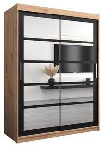 Szafa przesuwna garderoba Roma 2 150 wys. 200 cm artisan + czarny