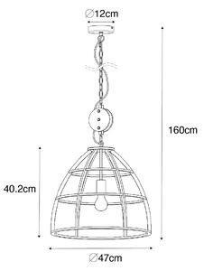Przemysłowa lampa wisząca ciemnoszara z drewnem 47 cm - Arthur Oswietlenie wewnetrzne