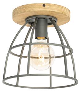 Industrialna lampa sufitowa czarna z drewnem - Arthur Oswietlenie wewnetrzne
