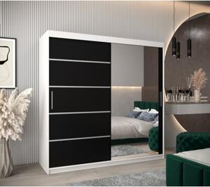 Szafa przesuwna garderoba Verona 2 200 wys. 200 cm biaÅy + czarny