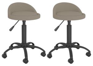 Obrotowe krzesła stołowe, 2 szt., jasnoszare, aksamitne