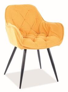 Krzesło fotelowe CHERRY MATT VELVET żółte aksamitne Signal CHERRYMVCZO