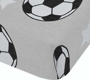 Szare flanelowe prześcieradło dziecięce dwuosobowe z gumką 135x190 cm Football Stars – Catherine Lansfield