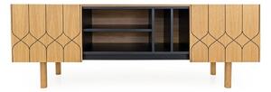 Czarno-naturalna szafka pod TV w dekorze dębu 175x60 cm Porto – Woodman