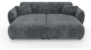 Ciemnoszara sofa z tkaniny szenilowej z szezlongiem 252 cm Nelia Big – Ropez