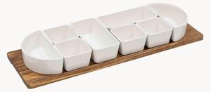Komplet miseczek z porcelany z tacą z drewna akacjowego Alto Serve & Share, 9 elem