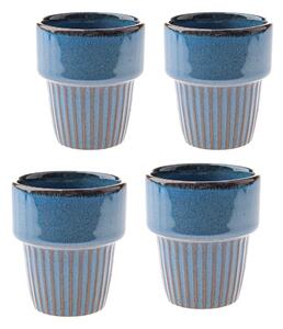 Niebieskie kamionkowe filiżanki zestaw 4 szt. na espresso 100 ml Tone – Dakls