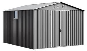 Domek ogrodowy narzdziowy metalowy NORDVIC Thor 283x313 cm - uchylne Drzwi, Ocynkowany, Dwuspadowy Dach, Wentylacja, Light Grey
