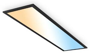 Briloner Panel LED Piatto A, czarny, 100 x 25 cm, pilot zdalnego sterowania, 12,6 W możliwość ściemniania, czarny, biuro, metal, nowoczesny