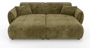 Zielona sofa z tkaniny szenilowej z szezlongiem 252 cm Nelia Big – Ropez