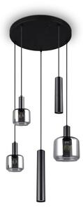 Czarna lampa wisząca z metalowo-szklanym kloszem ø 40 cm Mataro – Trio
