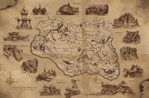 Plakat, Obraz The Elder Scrolls V Skyrim - Illustrated Map, (91.5 x 61 cm)