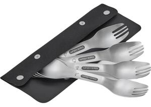 Widelce ze stali nierdzewnej w kolorze srebra zestaw 4 szt. Spork – Black + Blum