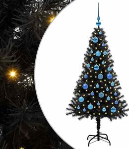 Choinka z 150 diodami LED z podstawą Czarny 150 cm PVC