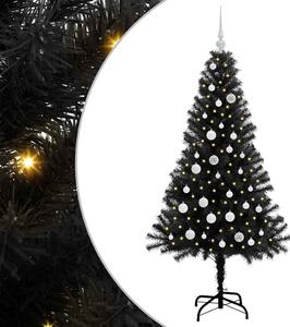 Choinka z 150 diodami LED z podstawą Czarny 150 cm PVC