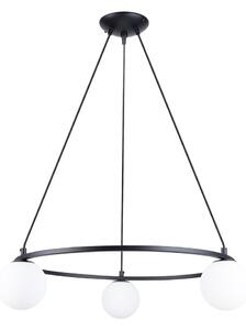 Biało-czarna lampa wisząca ze szklanym kloszem Umerta – Sollux