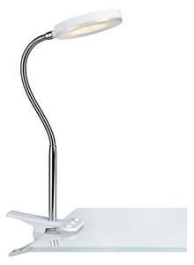 Biała lampa stołowa LED z klipsem Markslöjd Flex