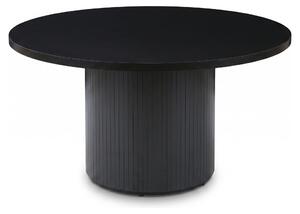 Stół jadalny SensaHome w stylu Japandi, okrągły, 120 cm, dla 4 osób – stół kuchenny z blatem drewnianym – średnica 120 cm, wysokość 75 cm – kolor czarny