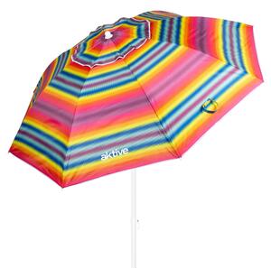 Parasol plażowy z ochroną UV50, o wysokości 220 cm, z regulowaną wysokością i możliwością regulacji kąta nachylenia, idealny na plażę