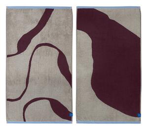 Bordowo-szarobeżowe ręczniki z bawełny organicznej frotte zestaw 2 szt. 50x90 cm Nova Arte – Mette Ditmer Denmark
