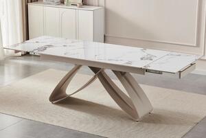 Rozkładany stół z ceramicznym blatem Luigi 160-240 cm, biały marmur/kaszmir