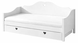 Białe łóżko dziecięce z litego drewna sosnowego z wysuwanym łóżkiem ze schowkiem 90x200 cm AMORI – Vipack