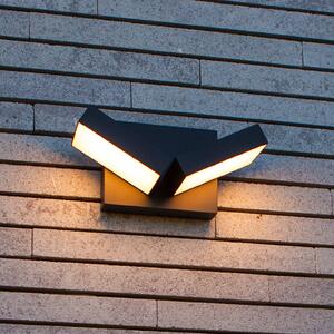 LUTEC Kinkiet zewnętrzny TWISTO, aluminiowy / szary / cynkowy, aluminium, nowoczesny